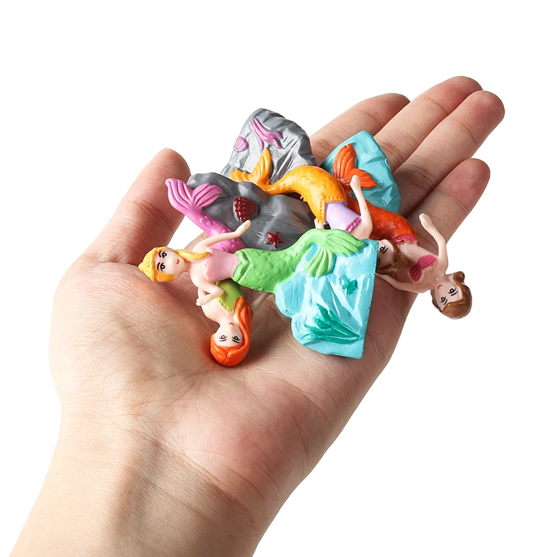 오에눅스 프린세스 인어 소녀 인형 액션 피규어 동물 모델 PVC 귀여운 어린이 선물 케이크 토퍼 장난감