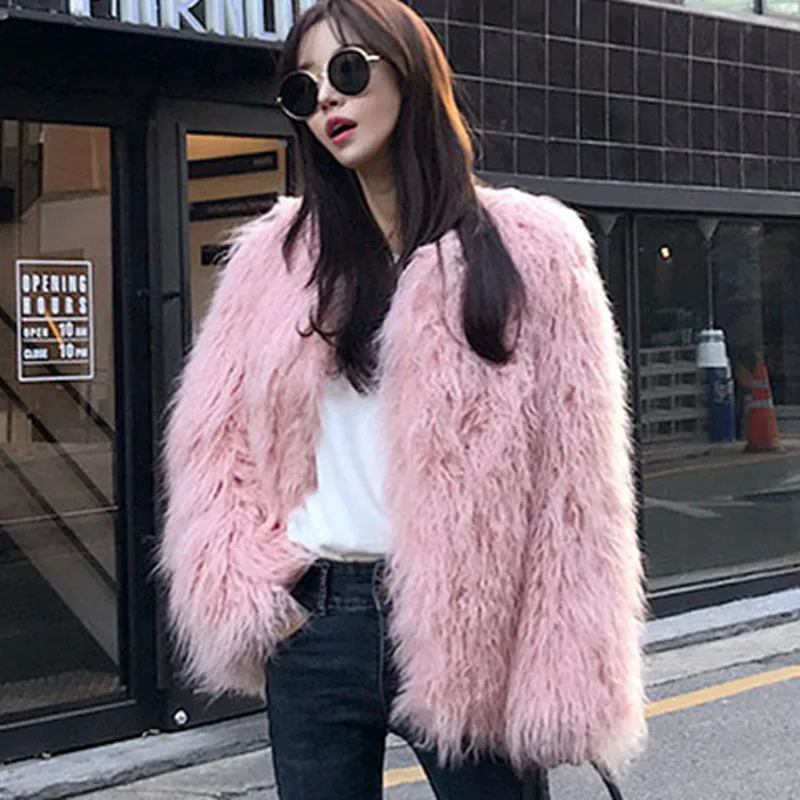 2022 Autumn and Winter New Imitation Beach Wool Fur Coat Women's Mid-length Long Hair Short Coat Artificial Fur Coat