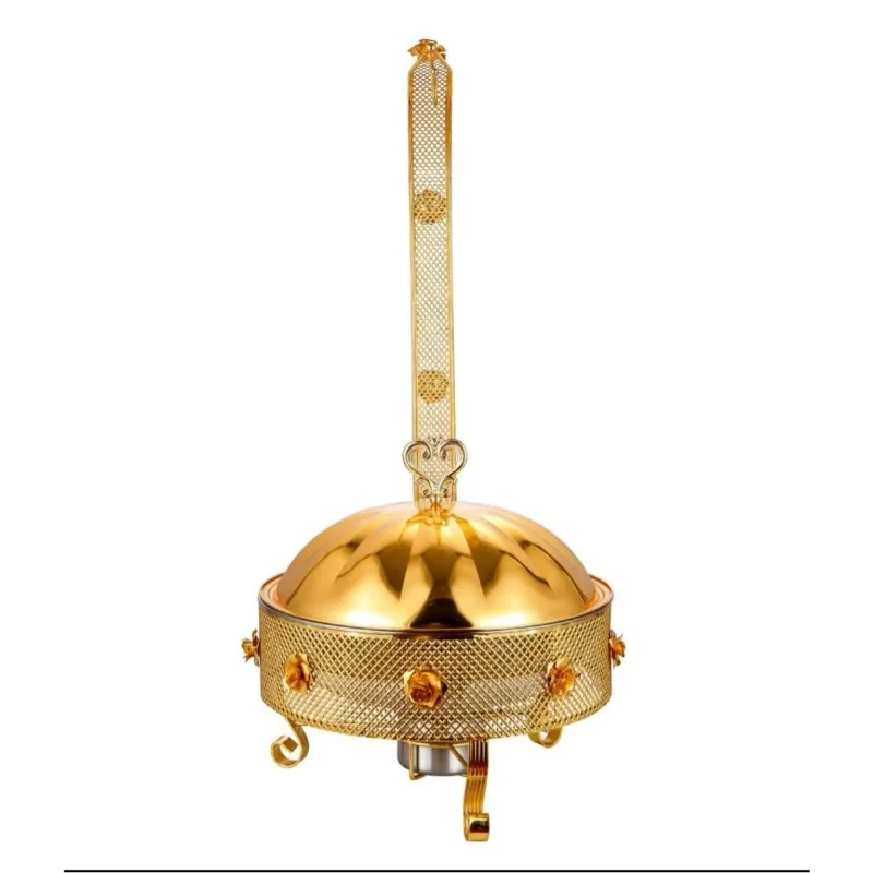 Stainless steel luxury golden alcohol stove restaurant buffet stove hotel pumpkin welding flower stove