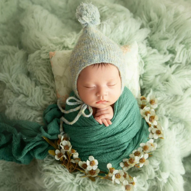 Newborn Photography Props Pompom Hat Knitted Baby Girl Boy Bobble Hat Fotoshooting Newborn Bonnet Baby Photography Accessories