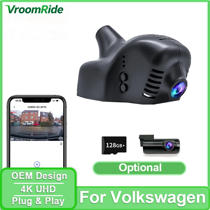 

4K 2160P Car Dash Cam For Volkswagen Passat B7 2011-2015 Tiguan 2010-2015 Golf MK5 2007-2011 Front and Rear WIFI Car Dvr Dashcam