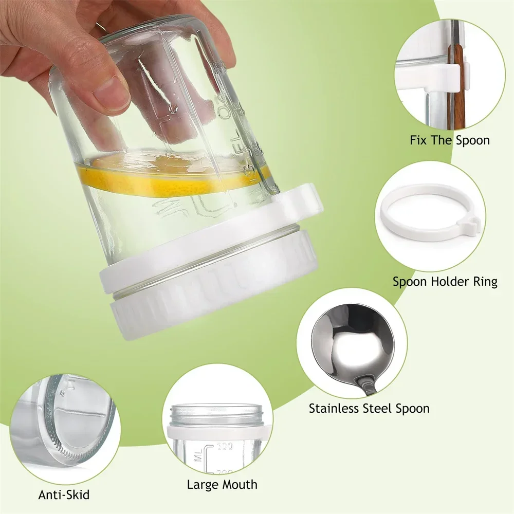 350ML Overnight Oats Jars Overnight Oats Container with Lid & Spoon Milk Fruit Salad Food Storage Container Glass Breakfast Cup