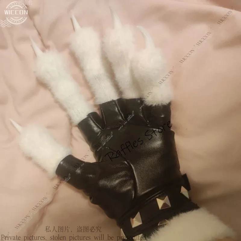 

Перчатки CyFurry Kig Fursuit Kigurumi, плюшевые перчатки для косплея, летние перчатки с когтями, черный, белый цвет, разноцветный коготь, милые крутые пушистые вечерние Gi