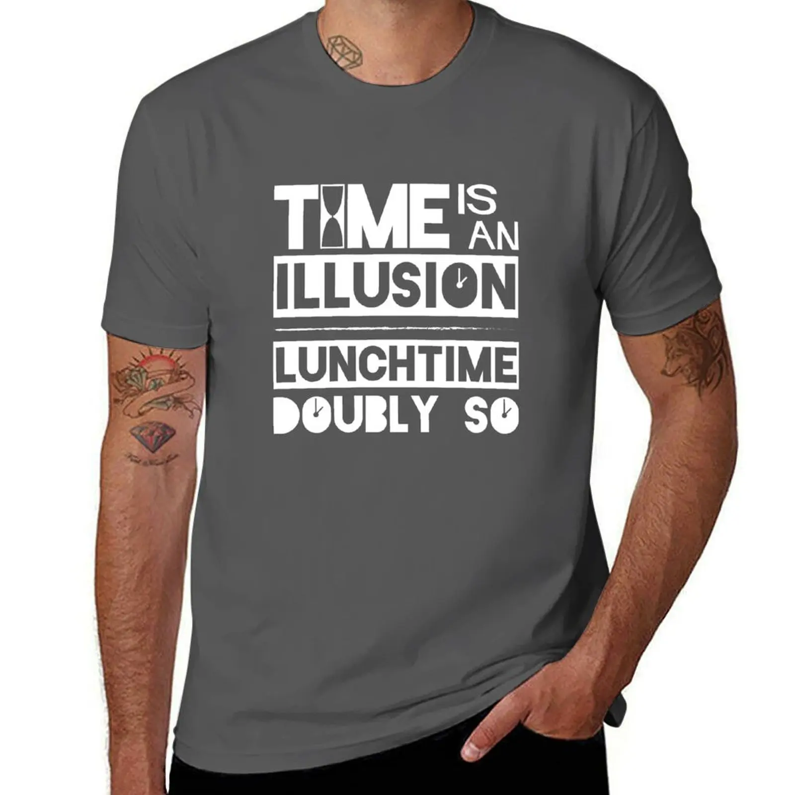 

Time Is An Illusion, Lunchtime Doubly So T-Shirt Classic Print Short Sleeve Shirt