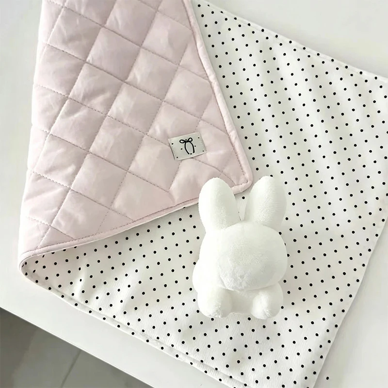 Korean Ins Style Pink Polka Dot Table Mat Decoration Square Quilted Handmade Tent Mat Close Copy Placemat Coaster Desktop Decor