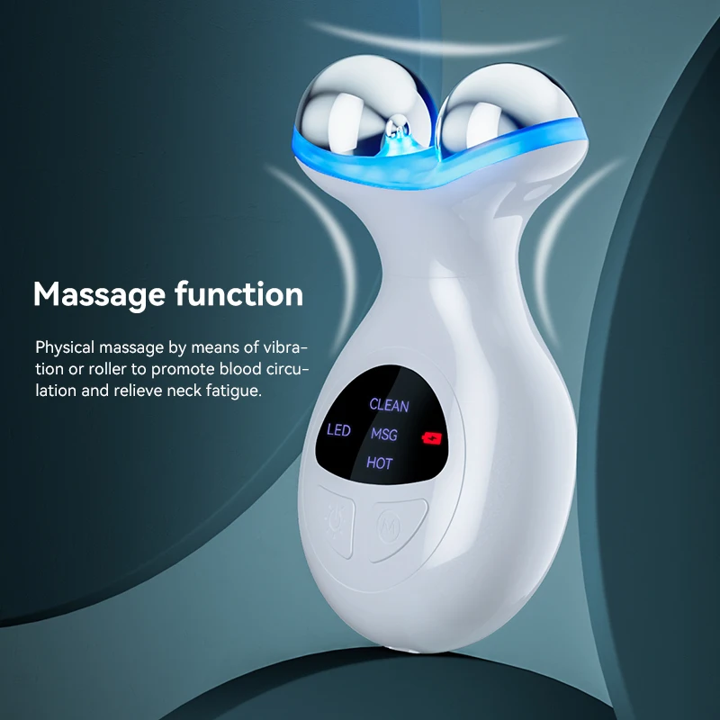 7 Color LED Light EMS Neck Face Massager  Electric Vibration Hot Compress Skin Lift Tighten Smooth Firm Repair Skin Rejuvenation