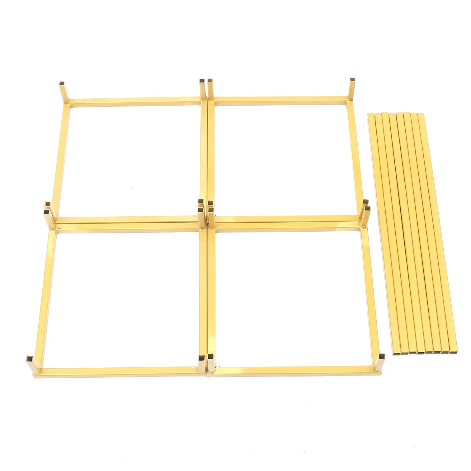 2Pcs 15.74 Inch Gold Metal Flower Stands - Geometric Floral Stands, Sturdy Iron,DIY Decor for Wedding,Event,Home (11.02lbs Load)