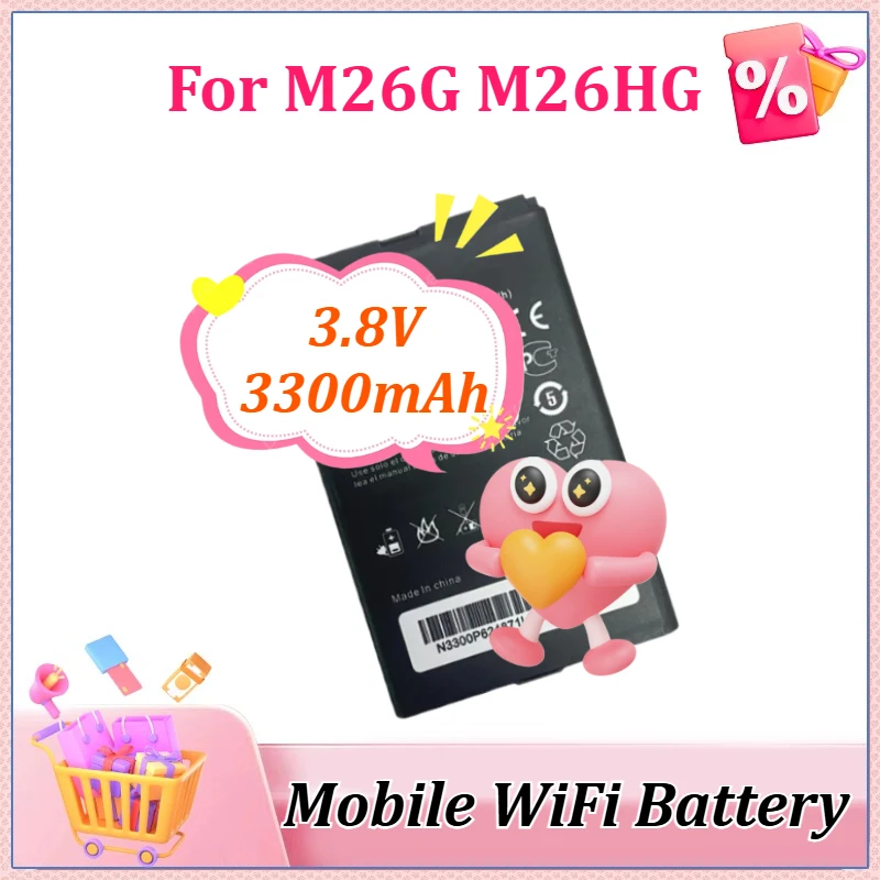 

Аккумулятор 3.8V 3300mAh M26MG, замена для M2, M100-CAT6, M27HG 4G, M26G, M26HG для роутера, мобильного Wi-Fi, перезаряжаемый
