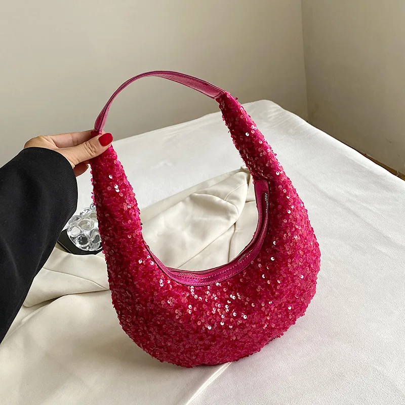 Luxury Designer Handbags for Women Retro Glitter Shoulder Bag Female Underarm Dumpling Bags Ladies Korea Pleated Cloud Bags