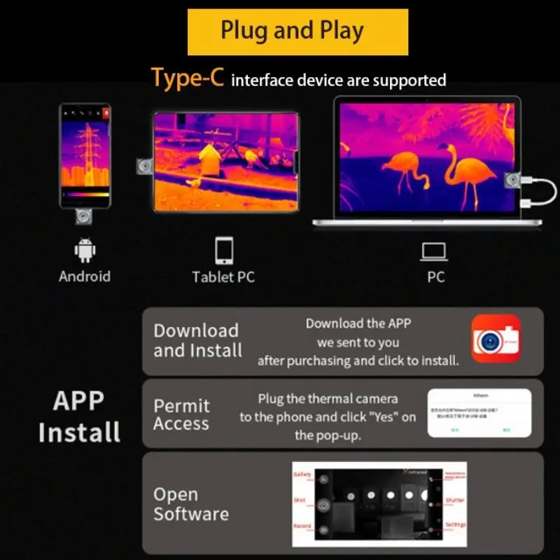 InfiRay Infrared Thermal Imaging Camera T3S T3PRO Industrial PCB Circuit Detection Outdoor Android Thermal Camera For Phone
