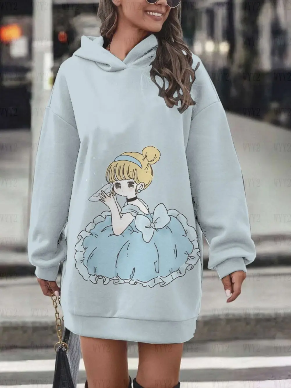 Disney Princess Family Series Pattern New Autumn and Winter Girls Warm Hoodies Cute Print Girls Hoodies Dress Streetwear