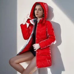 2024 New Down Cotton Coat Women Korean Cotton Coat For Female Winter Thick Warm Long Thick Colorful Outwear Hooded Coat Lace-Up