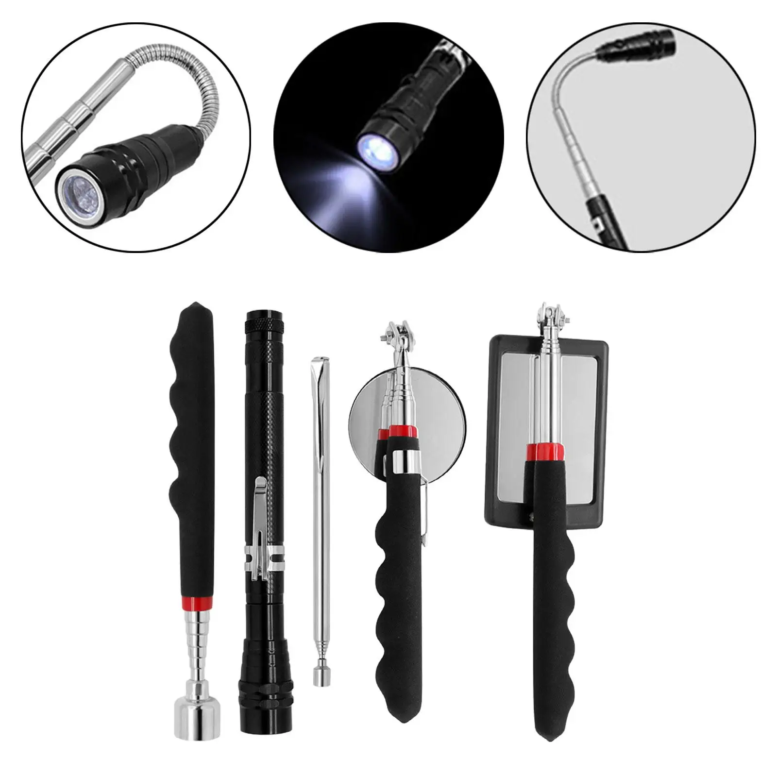 5 Pieces Magnetic Telescoping Pick up Tool Set for Garage Car Repairing