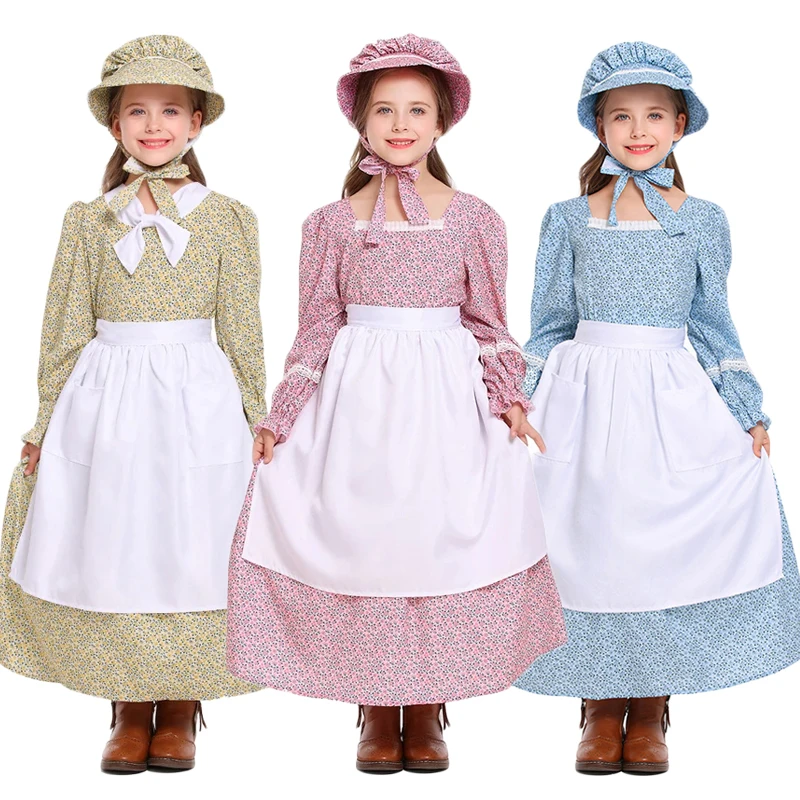 NUEVO Disfraz de Niña de la Pradera para Niñas, Disfraz Histórico Colonial de Niña Pionera, Cosplay, Halloween, Carnaval, Fiesta, Disfraz Elegante