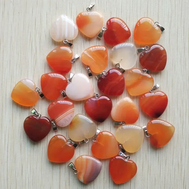 10pcs Natural Stone Crystal Heart Pendants Exquisite Jewelry Accessories In Mixed Colors Crystal Healing Stones for Diy Jewelry