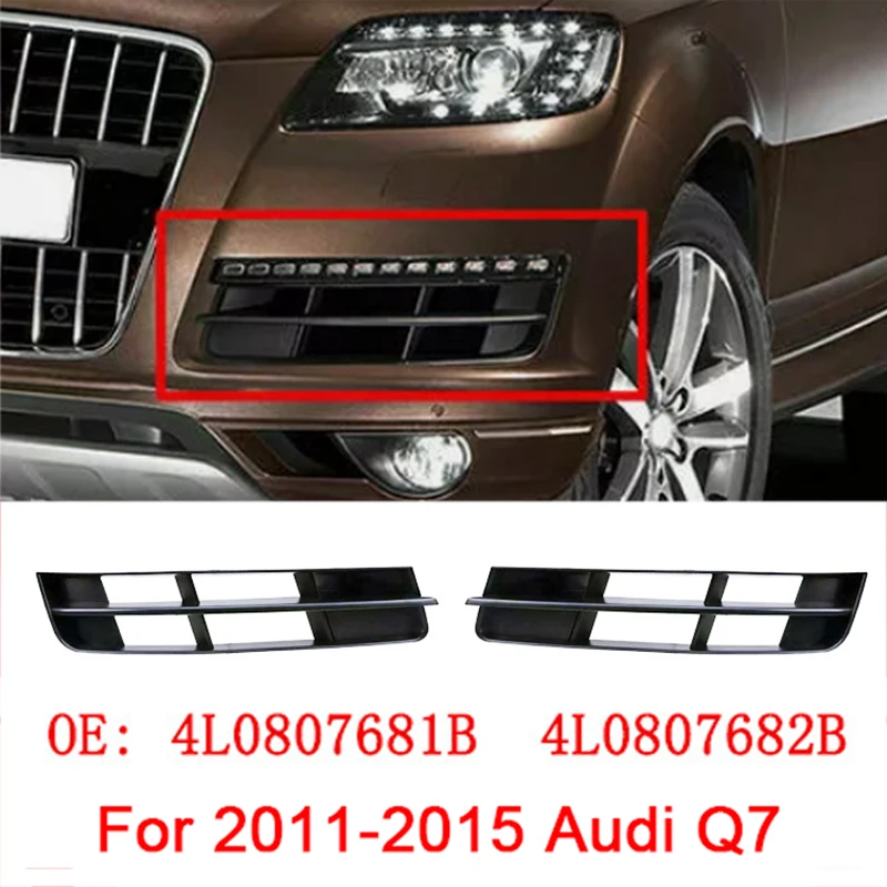 

ABS Black Car Front Bumper Fog Light Cover Lower Bezels Grille for Audi Q7 2011-2015 4L0807681B 4L0807682B