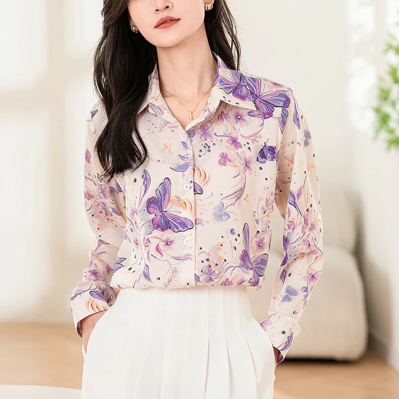 

2025 Shirts & Blouses Female Designer Long Sleeve Printed Top Korean Streetwear Fashion Women's 2024 Style Clothes Woman Youth