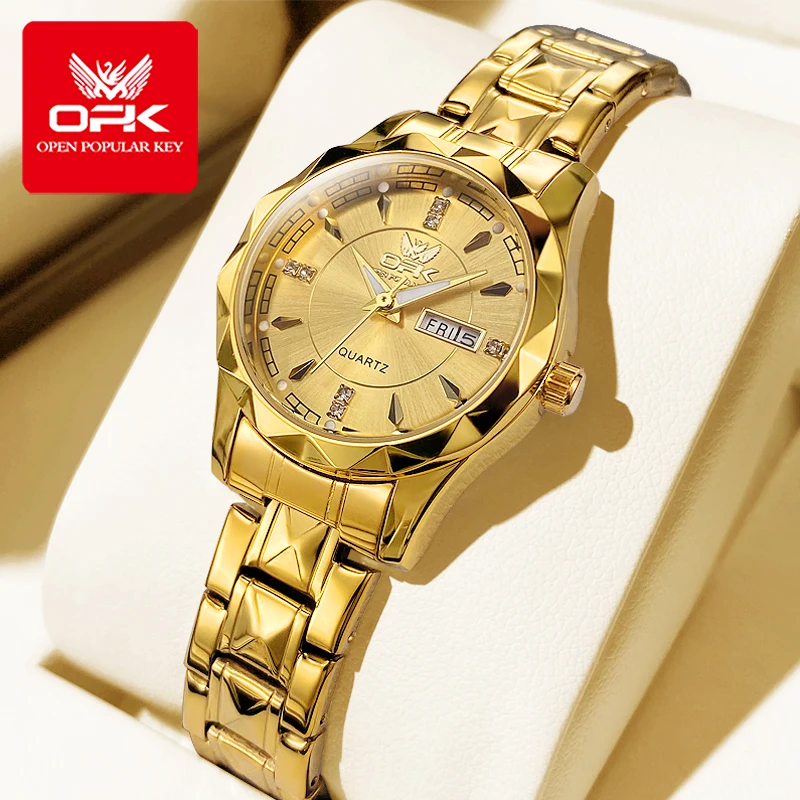 OPK Quartz Watch Ladies Luxury Top Brand Stainless steel Waterproof Glow Wristwatch