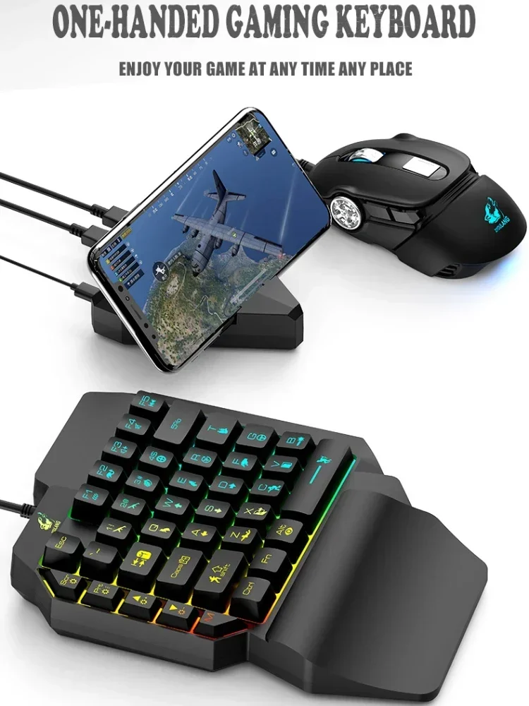 Ziyoulang K15 One Handed Keyboard Mechanical Feel Ergonomics Backlight 39key PUBG Chicken E-sports Gaming Keyboard PC Gamer Gift