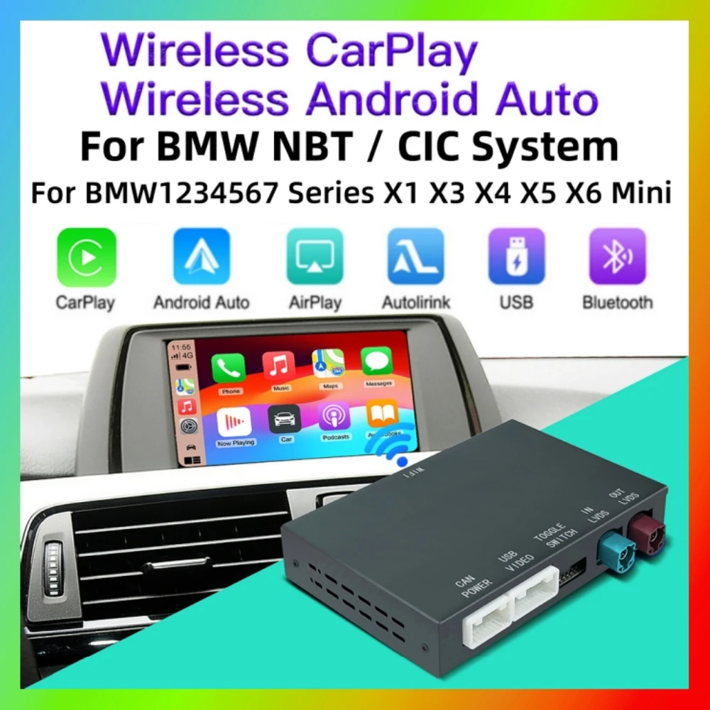 Android Auto Car Multimedia Wireless For Apple CarPlay Decoder Box For BMW 1 2 3 4 5 6 7 Series X3 X4 X5 X6 MINI NBT CIC GPS