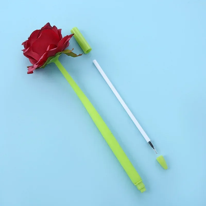 

1Pcs Creative Rose Flower Silicone Gel Pen Simulation Valentine's Day Gift Sign Water Pens Office School Writing Stationery