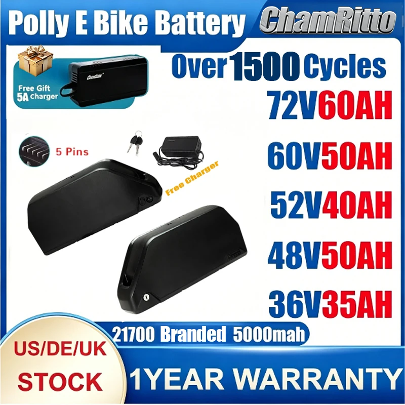 

Аккумуляторы Hailong Polly DP7 для электровелосипедов 36В 48В 72В 25Ач 30Ач 35Ач 40Ач 50Ач 60Ач 3000Вт, батареи 21700 для электровелосипедов
