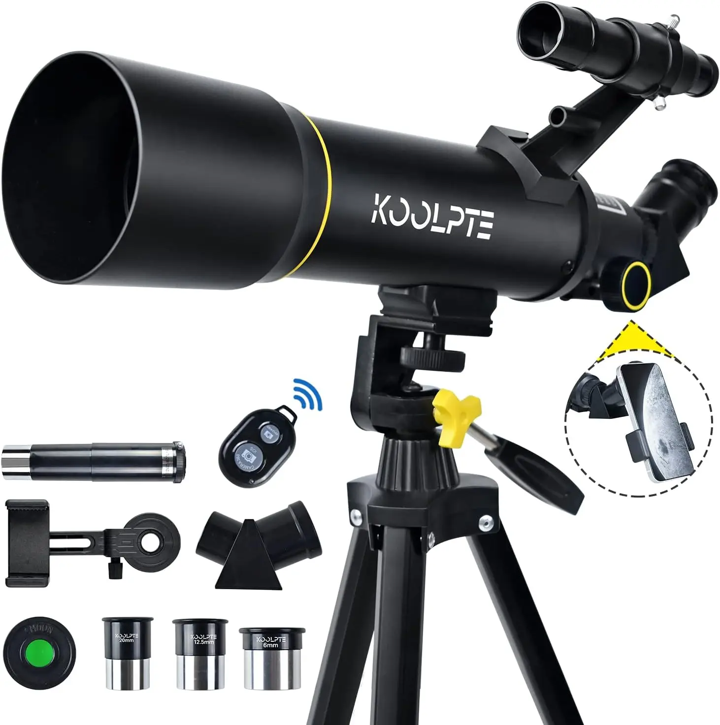 70mm Aperture 400mm AZ Mount Astronomical Refracting Telescope (20x-200x) for Kids & Adults, Portable Travel Telescop