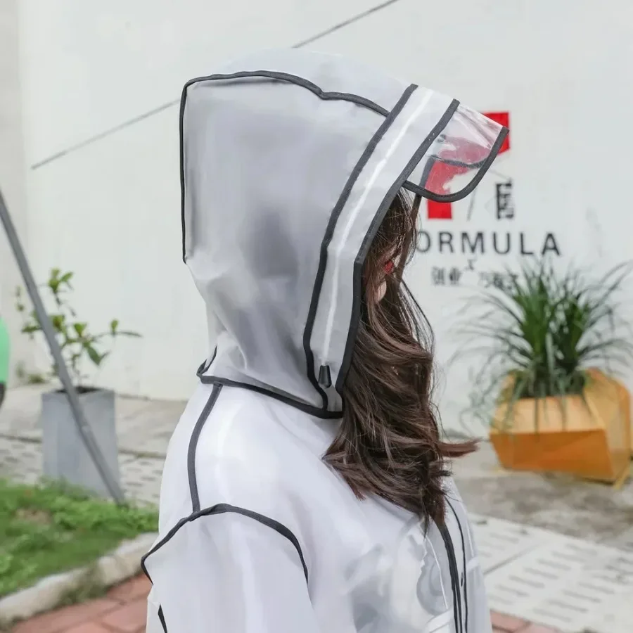 Rain Poncho Zip with Pockets Long Windproof Raincoat Reusable Unisex Solid Ponchos for Outdoor Wide Backpack