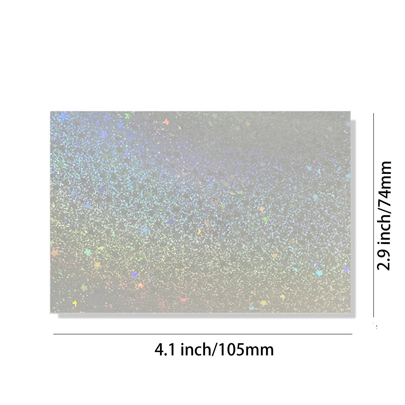 50 hojas-pegatina holográfica de estrella de arena de 2,9x4,1 pulgadas, película laminada en frío superpuesta de papel, hoja de vinilo autoadhesiva