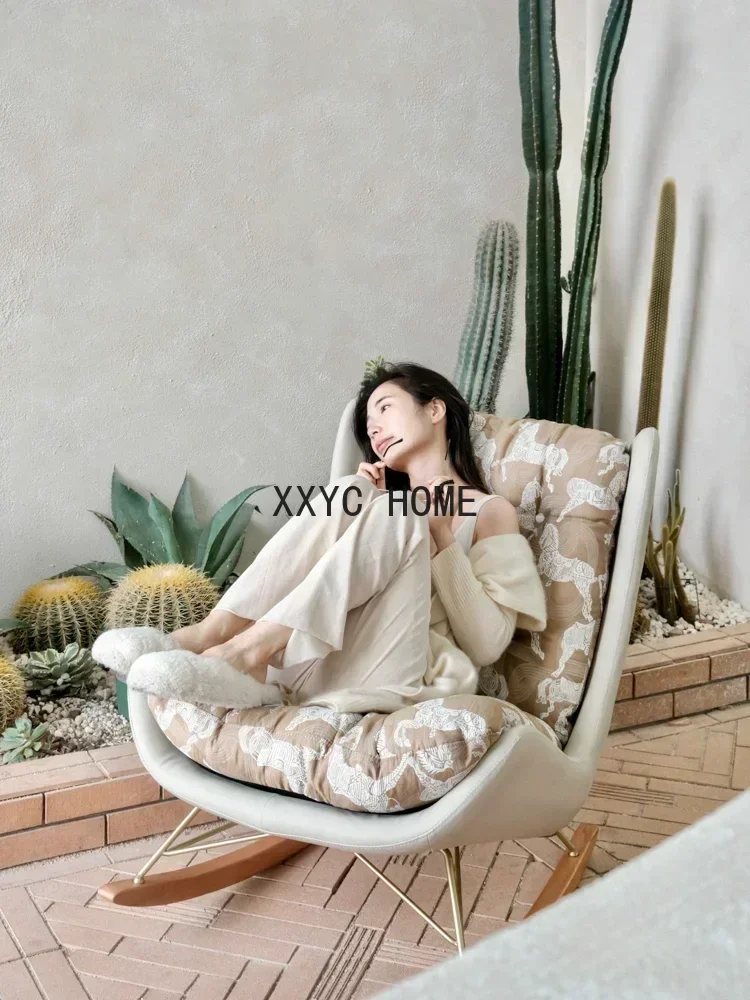 

Horse Wood Foot Saddle Leather Detachable Stool Multi-Purpose Rocking Chair Single Leisure Chair