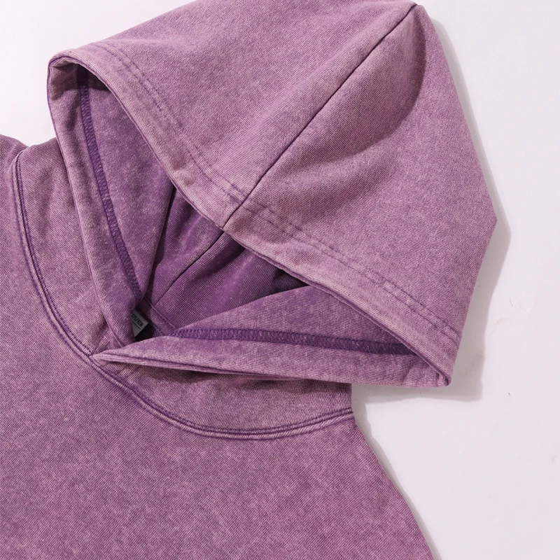 Vintage Oversized 400g Looped Pure Cotton Washed Vintage Hoodie Sweatshirt Printed Logo Custom Design Embroidered Name