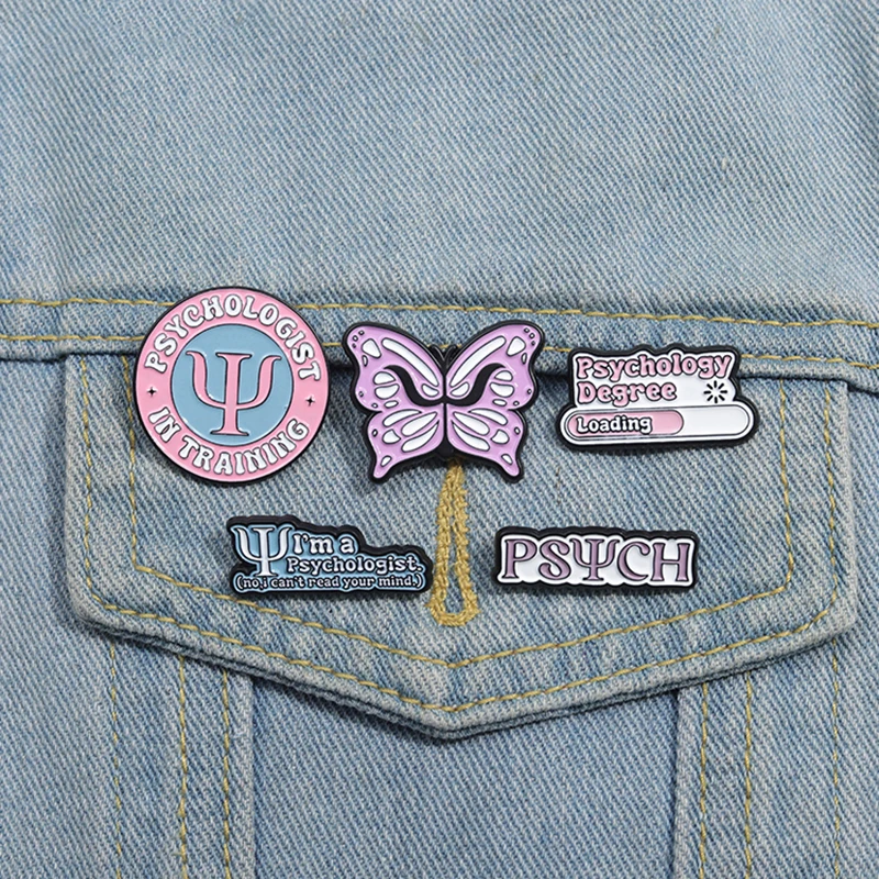 Psychology Enamel Pins Custom Butterfly Psychologist In Training Brooches Lapel Badges Cartoon Jewelry Gift for Kids Friends