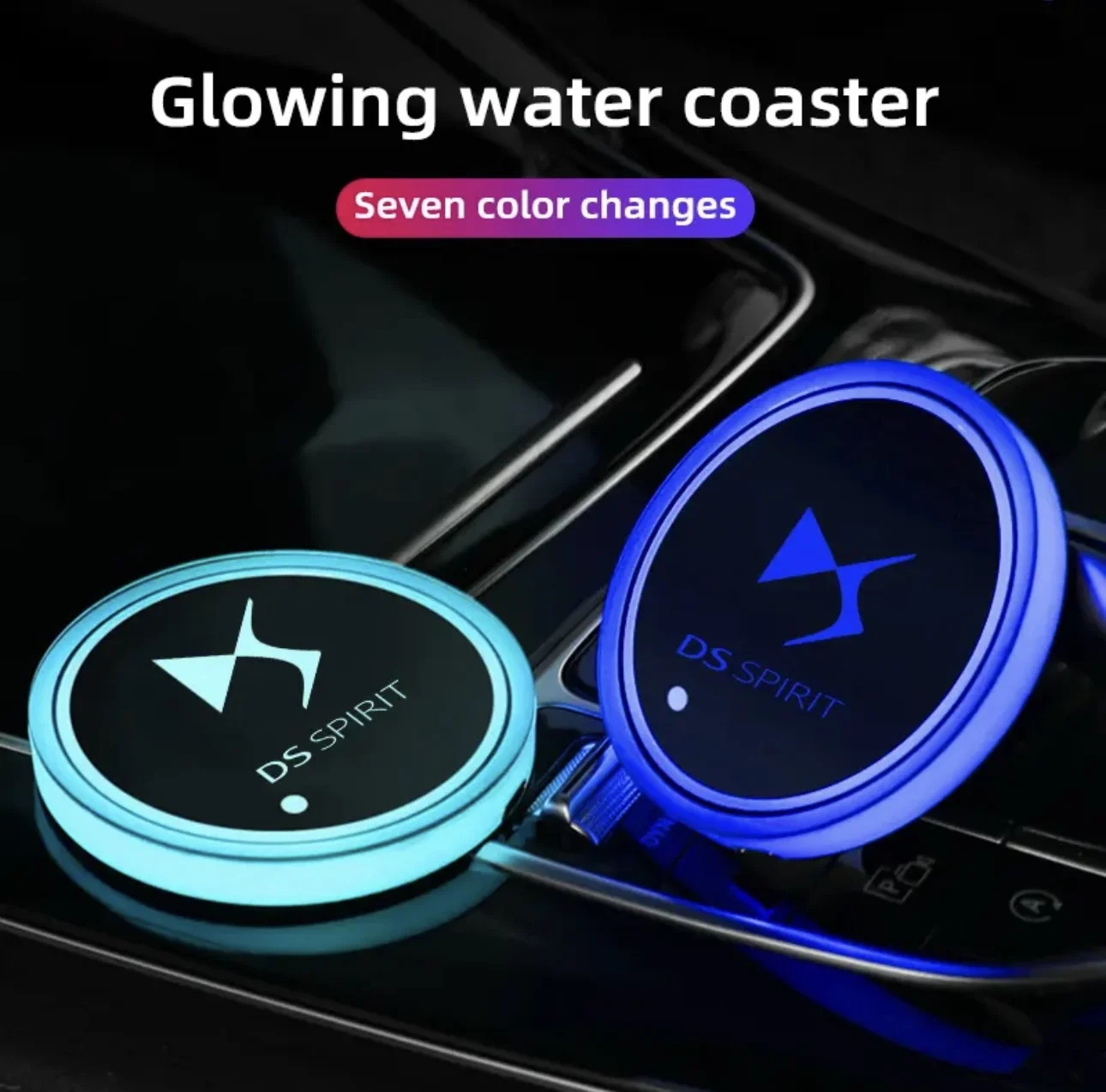 

for DS SPIRIT DS3 DS4 DS4S DS5 DS 5LS DS6 DS7 DS9 Car Cup Holder LED Light Car Cup Pad Colorful Light Coaster
