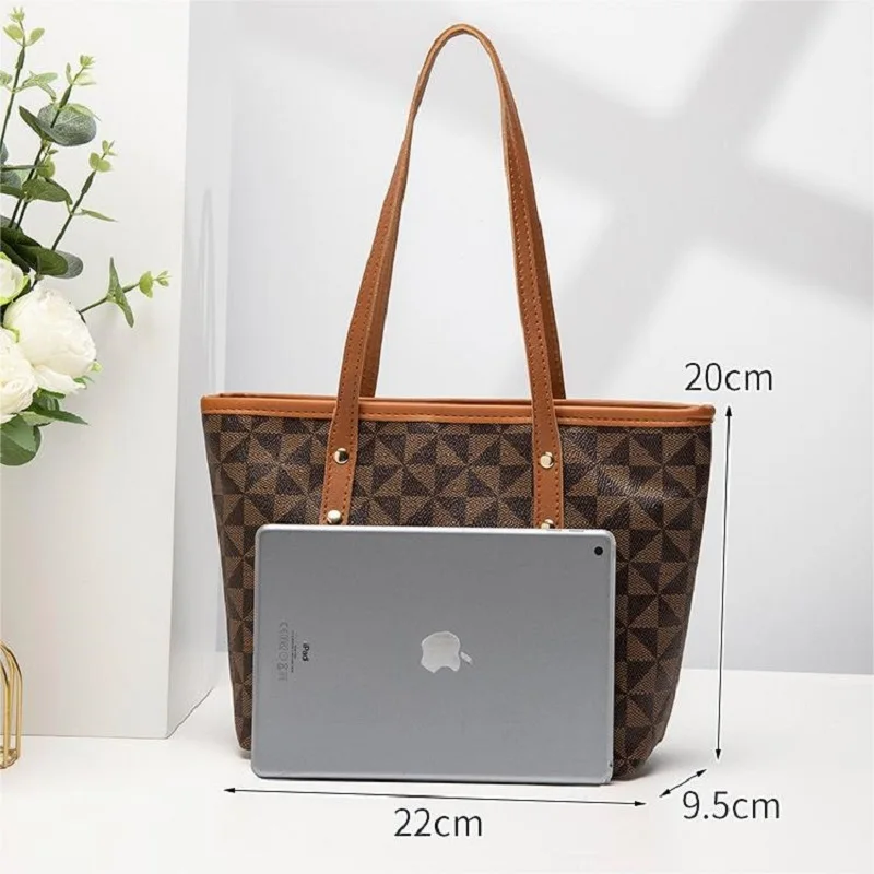 Women\'s Leather Tote Bag Purse Handbags Wallet Zipper Tote Shoulder Bags Purse Casual Ladies Printed Large Capacity Bucket Bag