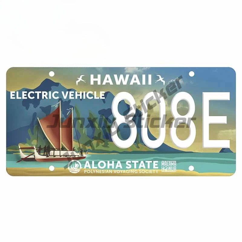 

Наклейки на автомобиль с номерным знаком Hawaii 808E, виниловые наклейки в стиле аниме, наклейки на мотоциклетный шлем, наклейки для транспортных средств