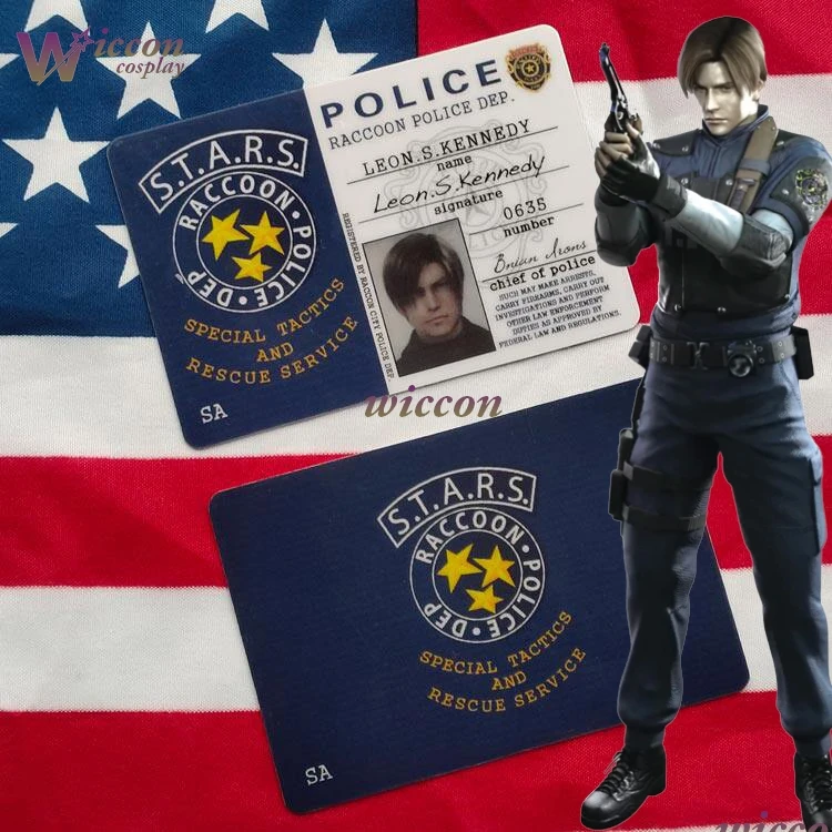 Wuhu@ Resident Cos Evil Leon Chris Jill Ada Rebecca Cosplay Metal Badge ID S..T.A.R.S. Police Badge Case Cosplay Accessories