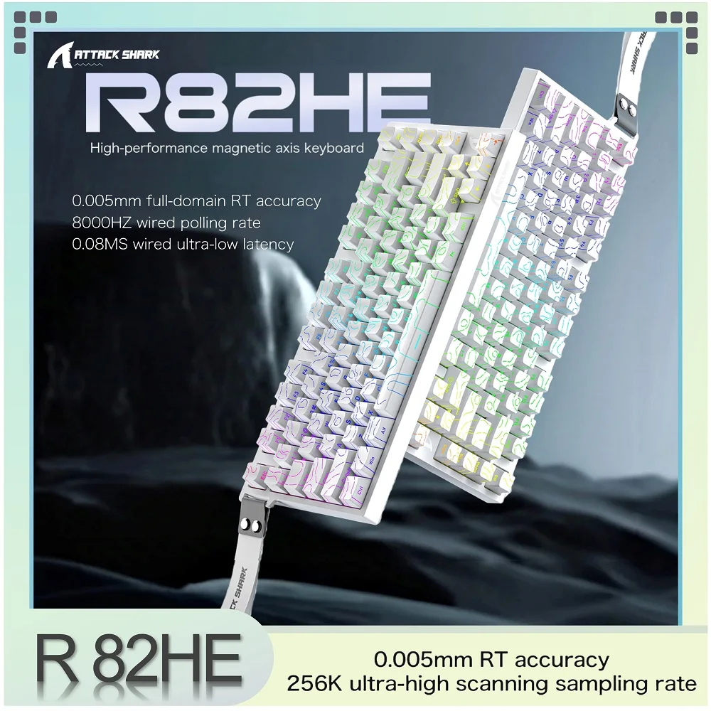

R82 HE ATTACK SHARK High-Performance Magnetic Axis Wired Keyboard, 8K Polling, Low Latency, RGB, Ergonomic (Office/Gaming)