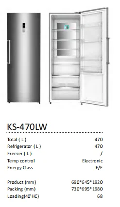 Refrigerador do aço inoxidável, KS470LW, compressor portátil, Auto-degelo, agregado familiar, uso do hotel, tipo do OEM