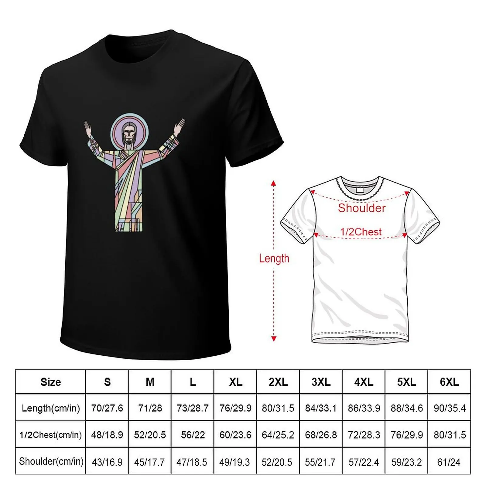 Rainbow Touchdown Jesus T-Shirt Basic All Season Solid T-Shirt