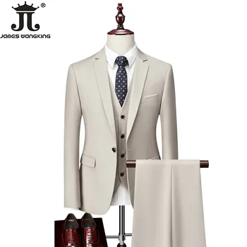 M-6XL 15 Colors ( Jacket+Vest+Pants ) Formal Business Office Men's Suits Groom Wedding Dress Party Dress Solid Color Suit 5 M-6XL 15 Colors ( Jacket+Vest+Pants ) Formal Business Office Men's Suits Groom Wedding Dress Party Dress Solid Color Suit 5