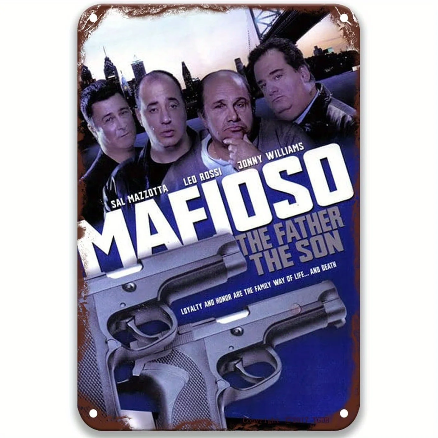 Mafioso: The Father, The Son (2001) Movie Poster Art Metal Tin Sign - Vintage Gangster Film Decor with Guns - Retro Mafia Theme