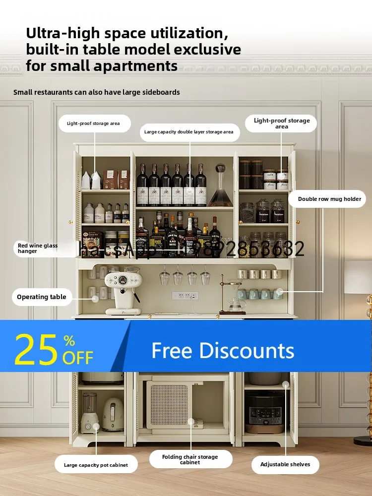 

YFY Cream Style Island Dining Table Integrated Household Extendable Small Apartment French Folding Built-in Dining Table