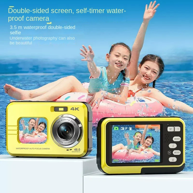 Cámara Digital impermeable para deportes al aire libre, cámara de fotografía de pantalla Dual HD 4K, cámara subacuática dedicada al buceo para estudiantes y niños