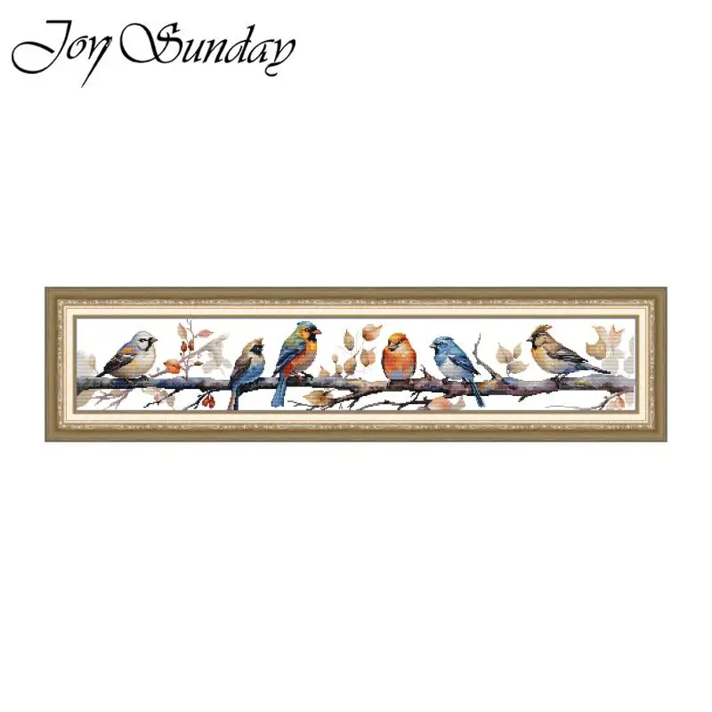 Joy Sunday Birdies Pattern Printed Cross Stitch Kits Aida 16/14/11CT Starters Handmade Needle Embroidery Set DIY Home Decor Gift