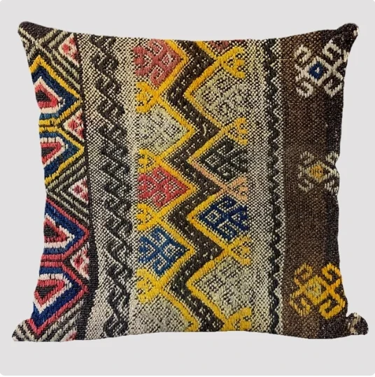 Vintage Hippie Rock Band Square Pillowcase, Colorful Trippy Dancing Bears Print Cushion Cover for Couch Bedroom