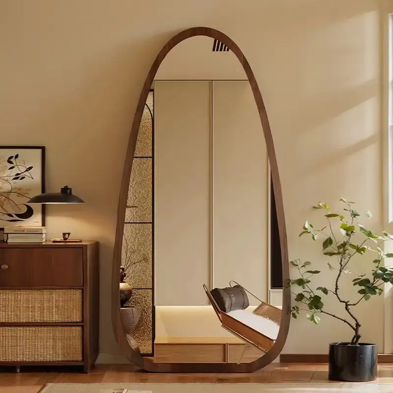 

Bedroom Wooden Mirror Circular Standing Oval Big Decoration Full Body Modern Mirror Living Room Floor Espelhos Home Decorations