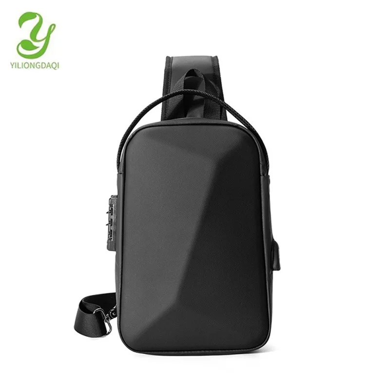 Men's Waterproof Shoulder Bag Male Multifunction Anti-theft Crossbody Bag Casual Short Trip USB Charging Sling Chest Pack