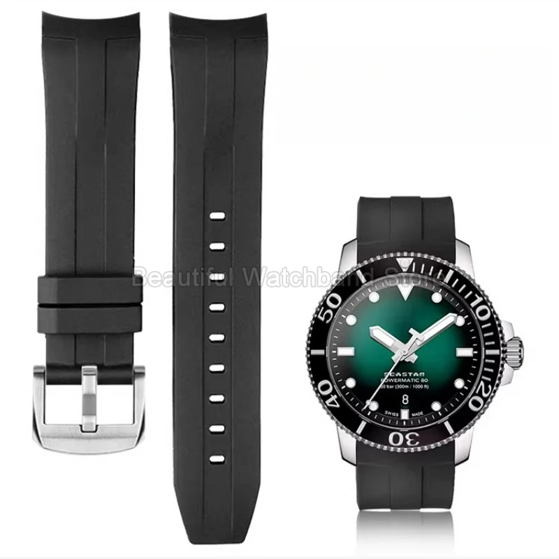 Correa de reloj de silicona estilo masculino para Tissot 1853 SEASTAR T120.407, diseño de interfaz curva, pulsera de reloj de 22 mm con hebilla de aguja