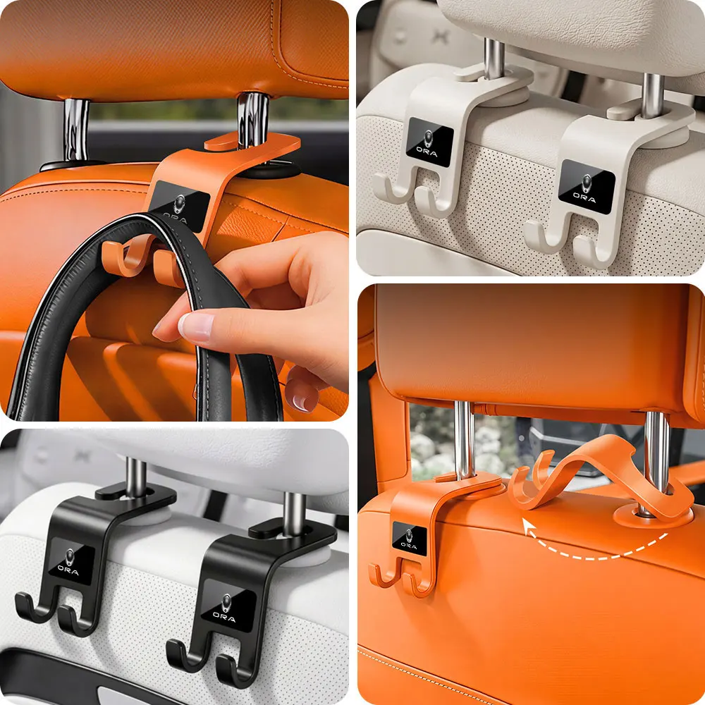 Car Seat Headrest Hook For Great Wall ORA R1 R2 Good Cat GT Funky Cat Ballet Cat Vehicle Double Hooks Hanger Storage Accessorie