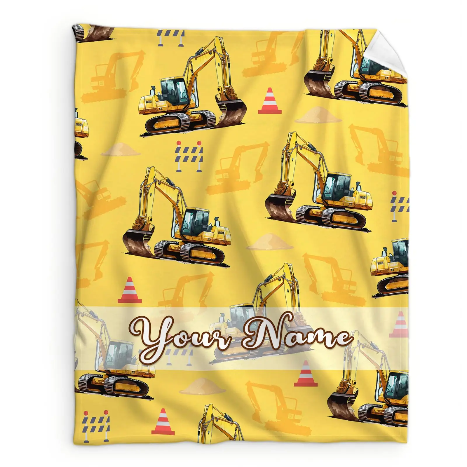 Custom Excavator Blanket for Kids Teens Adults Birthday, 60”x80” Personalized Cool Digger Throw for Sofa Couch Chair Bedroom